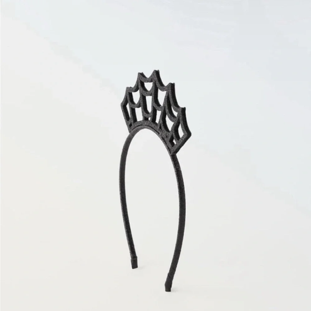 NWT Zara girls kids Black glitter spider web Crown Headband Halloween costume